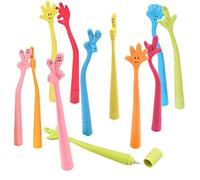 JZK 25 x Novelty Finger Gesture Funny Bendable Ball Pen Creative Funky Hand Sign Ballpoint Rubber Cartoon Shape Ballpoint Pen for School Party Birthday Office