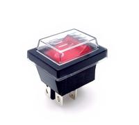 JZK 250VAC 16A Red Light Illuminated Rocker Switch DPST ON-Off 4 Pin 2 Position Waterproof Cover for Car Auto Boat Household Appliances