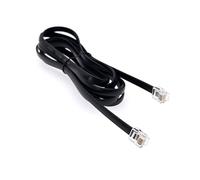 JZK 2M Black RJ12 Telephone Cable, Flat Extension Line, RJ12 6P6C 6 Core Male to Male Modular Lead Cord for Connecting Landline Telephone