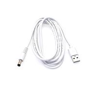 JZK 2M White USB to DC 5V Power Cable, 5.5mm x 2.1mm Barrel Jack Connector Cable, USB Type-A to DC Plug Charge Cord for Routers, Mini Speakers, Laptop, LED Strip Lights, CCTV Cameras