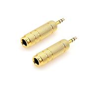 JZK 2PCS 1.8" 3.5mm male stereo adapter jack plug to 1.4" 6.35mm female connector audio stereo socket, 3.5 mm headphone adapter jack, guitar amplifier adaptor