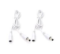 JZK 2PCS 1M White 5.5mm x 2.1mm DC Power Extension Cable, 2.1mm x 5.5mm Female to Male Power Adapter Cord, DC 5V 6V 9V 12V 24V Power Lead for Security Camera, DVR, Router, Printer, LED Strip
