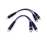 JZK 2Pcs 20cm Y Splitter Cable 1 Male RCA Plug to 2 Female RCA Socket Connectors for Home Audio Video AV, Home theater, Power Amplifier, Tube Amplifier and Speakers