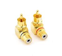 JZK 2pcs 90 Degree Right Angle RCA Adapter Male to Female, right angled RCA phono Adapter plug, Gold-Plated AV Stereo Male to Female connector for Audio Connection