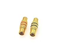 JZK 2PCS RCA female to female coupler, gold-plated AV audio video RCA extension connector adapter for speaker, phono, amlifier, DVD player - Black & Red