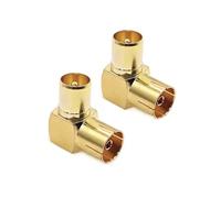 JZK 2PCS TV Aerial PAL Male to Female Coaxial Connector Adapter, Gold-Plated 90-Degree Right Angled Television Aerial Adaptor for Antenna, Satellite Cable, TV Cable, DVB-T, DVB-T2 HD