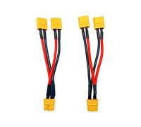 JZK 2pcs XT60 parallel cable, XT60 Battery Connector Cable, 1 Female to 2 Male Battery Adapter cable for RC drone, Y Splitter Extension Cable for RC Helicopter Quadcopter