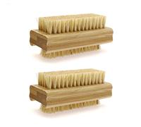 JZK 2x Hard bristle bamboo Nail Brushes for cleaning nails, Nail Cleaning Brushes Double Sided, Wooden Nail Brush for dusting nails, Sisal Fibre small Scrubbing Brush