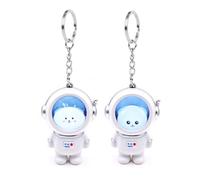 JZK 2x LED Cartoon astronaut keychain, cute spaceman key ring for backpack, space themed gift, kids bithday party favours giveaways thankyou gift for boys girls, class prize