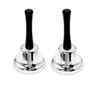 JZK 2x Silver hand bell, loud ringing bell with handle, classroom bell, small call bell for elderly at home, ring bell for service, dinner, wedding, desk bell, surgery recovery gift for women men