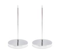 JZK 2X Silver Metal Desk Note Spike, Single Receipt Spike Metal Bill Holder, Straight Rod memo Holder, Receipt Holder Spike Stick Rod with Round Base for Office, Restaurant, Kitchen, Hotel