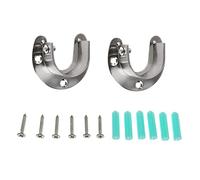 JZK 2x Stainless Steel wardrobe pole brackets for 25mm pole, flange shower curtain rod holder with screws, curtain rail wall brackets, wardrobe rail end supports