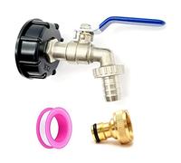 JZK 3/4 inch Brass Water Butt Metal tap Replacement, IBC Tank Fittings s60x6, IBC Water Tank tap Fitting 60mm, IBC Tank Adapter, Garden Water Storage Tank tap 3/4 with Valve Connector