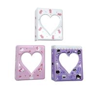 JZK 3PCS 3 Inch instant instax camera photo album, 36 pockets 6x9cm kpop idol mini photocard photo card holder, heart shape portable small picture album book for photo collection