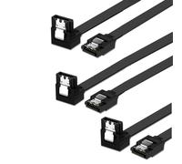 JZK 3PCS 35cm 90 Degree Right Angle SATA Cable III, SATA 3 HDD Cord, 6Gbps Data Leads, SATA Power Cable for SSD, HDD, CD Driver, CD Writer, Black