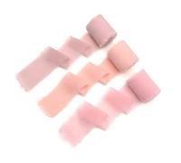 JZK 3X Dusty Pink raw Edge Chiffon Ribbon Rolls, 5m/roll, 4cm Wide Frayed Chiffon Gift Ribbons for Presents, Wedding Invitation Ribbon, Gift Wrapping Ribbon Set, Bouquet Ribbon
