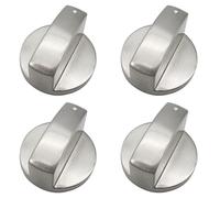 JZK 4 PCS 6mm Silver metal cooker knob replacement, universal kitchen gas stove control knob, 6mm gas hob knob, oven knob