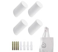 JZK 4 X White Wood Hooks Wall Hooks Rack Heavy Duty Coat Hooks Wall Mounted with Screws for Hanging Clothes, Hat, Scarves for Bedroom Bathroom Kitchen