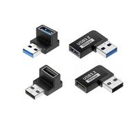 JZK 4PCS 10Gbps high-speed transmission USB right angled adapter, 90 degree USB A 3.2 male to female adaptor, USB extension connector for phones, laptop, power bank