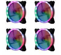 JZK 4PCS 120x120x25mm 12V RGB LED Low Noise PC Case Cooling Fan 120mm, 12cm DC brushless Fan, Quiet cooler Fan, colourful LED Light computer Case Ventilation Air Flow Fan