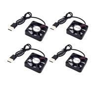 JZK 4PCS 50x50x10mm DC 5V mini USB cooling fan 50mm, 4200 rpm, 0.08A, 5010 sleeve bearing small brushless DC fan 5cm for cooling or ventilation, 3D printer fan