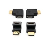 JZK 4x HDMI angled adapter Male to Female, gold-plated 2pcs 90 degree/270 degree right angled + 2pcs 90 degree left and right angled vertical flat HDMI adapter connector for TV, monitor