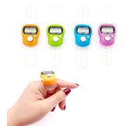 JZK 4x LCD display digital finger tally counter clicker, electronic stitch counter for knitting, crochet row counter ring, plastic mini manual clicker counter