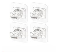JZK 4X Self Adhesive Curtain Rod Bracket no Drill, Transparent Curtain Pole Holder, Curtain Pole Hooks for Kitchen net Curtain, Bathroom Curtain, Voile Curtain Rail