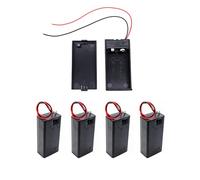 JZK 5-Pack 9V Battery Holder with ON/OFF Switch and Cover, 9 Volt Plastic Battery Case with Bare Wire Lead & Screw, Plastic Battery Cell Power Bank Case for DIY Electronic Project