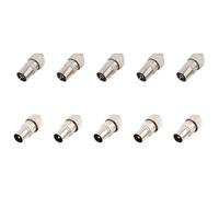 JZK 5 Pairs Metal TV Aerial Coaxial Plug, 5 Male and 5 Female Silver TV Aerial Coaxial Cable Connector Adaptor for RF Cable, TV Aerial Coaxial Adaptor