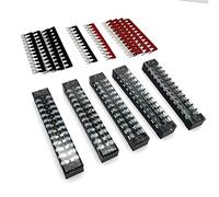 JZK 5 PCS 600V 15A 12 position dual rows screw barrier terminal block, and 400V 15A 12 postions pre insulated terminal barrier strip red black, model railway power distribution