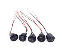 JZK 5 PCS AC 6A 250V 10A 125V SPST 2 Pin Rocker Switch Toggle ON/OFF KCD1, Round ON-OFF Power Button Switch for Car Boat Motorcycle Caravan On/Off With 20cm Pre-soldered Wires
