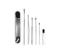 JZK 5 pcs Ear Cleaner Stainless-Steel Set with box, Ear wax Curette, Ear Cleaning Tool, Stainless Steel Ear wax Remover spiral, Professional Ear Cleaner Set with Storage (Silver)