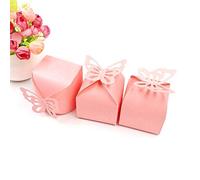 JZK 50 x Pink butterfly paper wedding favours boxes small party gift box sweets candy box Confetti box for wedding birthday girl baby shower baptism Holy communion party bags