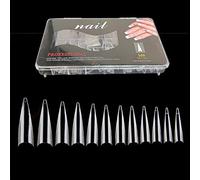 JZK 500x Clear Extra Long Half Cover Stiletto Nail Tips For Acrylic Extensions, Long Pointy False Nail Tips For Gel And Acrylic Nails, Finger Nail Extension Tips For Nail Salon