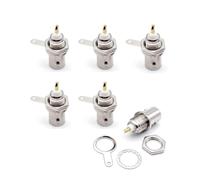 JZK 5x BNC female connectors, BNC connector panel mount female socket with nut bulkhead handle, chassis radial RF BNC probe panel mount adapter solder plug for CCTV
