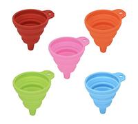 JZK 5X Collapsible Funnel, Silicone Thicken Set Gel Funnel, Silicone Foldable Hopper, Small Folding Funnel for Kitchen, Liquid, Oil, Powder (Red, Green, Orange, Blue, Pink)