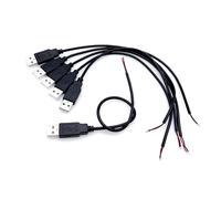 JZK 6pcs 2 Wire Core USB 2.0 Cable Male USB Plug, 30cm, 2 stripped wire end for soldering welding USB Cable rate 12V 3A