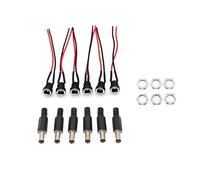 JZK 6PCS 5.5 x 2.1mm DC Power Jack Adapter Cord, DC Female Panel Mount Connector Cable, 5.5mm x 2.1mm DC Power Barrel Plug Connector with 10cm Pre-soldered Wires