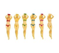 JZK 6x Bikini girl golf tees set for men women lady, novelty plastic golf tee 76mm long pin up golf ball holder, fun castle golf tees pegs for training practice