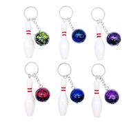 JZK 6x Mini Bowling Pin Keychains - Bowling Ball Keyring, Novelty Fun Gift Idea, Party Favours Decorations, Game Prize