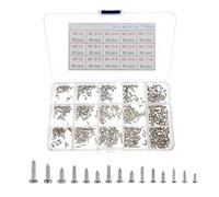 JZK 750 x Flat head self tapping screw assortment set with storage box, M1/M1.2/M1.4/M1.5/M1.7 mini Wood Screws assortment kit