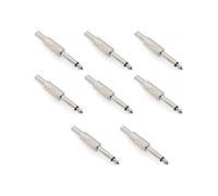 JZK 8X Audio 1/4" TS Mono Plug, 6.35mm Male 1/4 inch Solder Jack Connector with Spring, TS Audio Plug for DJ Mixer, Speaker, Guitar, Microphone Cable