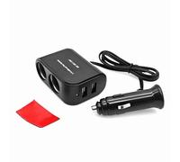 JZK Car cigarette lighter splitter adapter, cigarette lighter USB charger (2 USB ports + 2 cigarette sockets), 12V/24V power outlet splitter for car camera, dash cam, GPS