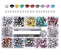 JZK Grommet kit with fixing tools, 300 PCS multicoloured 5mm mini small grommets eyelets set and bottom rings for crafts making clothes jeans hats shoes repair