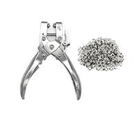 JZK Heavy Duty 5mm Single Hole Punch and Eyelet riveting Pliers Set with 200 Silver Rivet for Paper Cardboard Leather Belt Cloth Thin Plastic, Metal Stud Punch kit Hole Puncher Tool