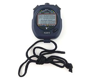 JZK Professional Digital Sport Stopwatch Timer, 2 Rows 10 Memory, Countdown Alarm, battery + hang rope, PC2810