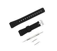 JZK Replacement watch strap for Casio F-91W F-84 F-93 F-94 F-98 F-105 F-106W F-108 F-201 W-59 A-158, plastic black watch band with spring bar pin and watch strap removal tool