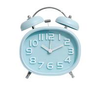 JZK Retro quartz twin bell alarm clock non ticking silent sweep with backlight, battery operated loud alarm clock for heavy sleepers, vintage bedside clock for home bedroom office travel, blue