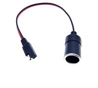 JZK SAE to cigarette lighter socket, 12V 24V cigarette lighter female socket with extension cable to SAE quick disconnect adapter, for car, truck, van, motorcycle and scooter